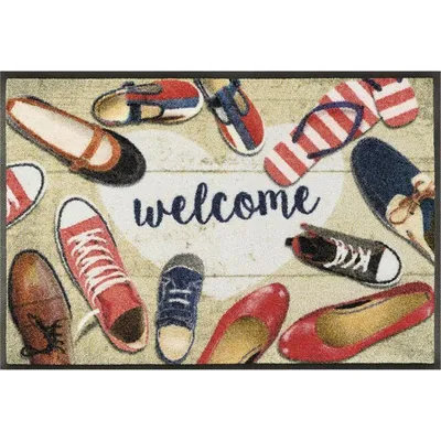 Produktbild von wash+dry Shoes welcome, Dekorative Fußmatte, Drinnen, Rechteckig, Mehrfarbig, Abbildung, Gummi