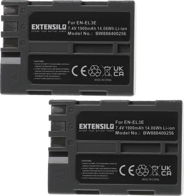 Produktbild von EXTENSILO 2x Akku kompatibel mit Nikon D300, D200, D300s, D700, D70, D50, D100, D70s, D90, D80, D900 Kamera (1900 mAh, 7,4 V, Li-Ion)
