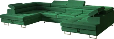 Produktbild von Ecksofa U-Form, mit Schlaffunktion, mit Bettkasten, Ausziehbares Schlafsofa, Schlafcouch, Eckcouch, Freistehende, Gästebett, Wohnzimmermöbel, 350x203 cm, Beige