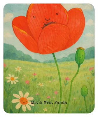 Produktbild von Mr. & Mrs. Panda Decke Blume Mohnblume Design 130 x 155 cm - Weiß - Geschenk, Motivation, Heimdecke, Wärmedecke, Kuscheldecke, Respekt, Sofadecke, Religion, Glaube, Mohn