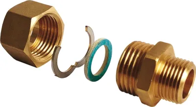Produktbild von Aalberts FL Verschraubungsset, flachdichtend, Wellrohr DN 25, 1" AG, 1 Stk.