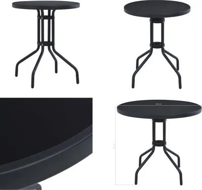Obrázek produktu pro vidaXL Zahradní stůl černý 80 cm ocel a sklo - Jídelní stůl - Jídelní stoly - Zahradní jídelní stůl - Zahradní jídelní stoly