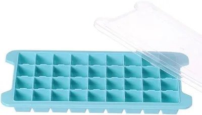Immagine prodotto di Stampi in silicone a forma di cubetti di ghiaccio - Impilabili e versatili - 3 pezzi - Blu