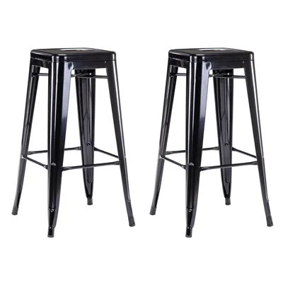 Image de Duhome Tabourets de bar en fer, lot de 2, hauteur d'assise 76 cm, tabourets de comptoir empilables en métal avec repose-pieds, noir