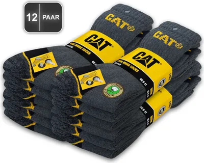 Produktbild von 12 Paar CAT® CATERPILLAR REAL WORK SOCKS Damen Herren Arbeitssocken Business Socken Strümpfe Farbe Grau Größe 41-45