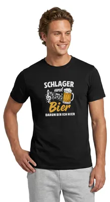 Produktbild von Spreadshirt Schlager Fanartikel | Schlager und Bier Männer T-Shirt, 3XL, Schwarz
