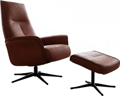 Produktbild von KAWOLA Relaxsessel JOSIANE Drehsessel Lederfaserstoff cognac mit Hocker