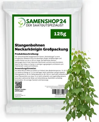 Produktbild von Stangenbohnen Neckarkönigin Großpackung 125g, robuste Kletterpflanze