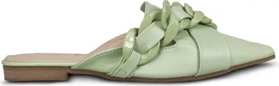 Produktbild von Damen Slipper mit Kette Elegant Slip On Sandalen Badelatschen Erio Grün Gr.36
