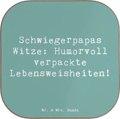 Produktbild von Mr. & Mrs. Panda Untersetzer für Gläser Spruch Schwiegerpapa Witze - Meeresbrise - Geschenk, Coaster, Dankeschön, humorvolle Lebensweisheiten, Verwandte, Tassen, Humor