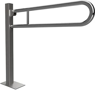 Produktbild von BELP Stützklappgriff in U-Form Bodenmontage Edelstahl poliert 150x870x930 mm, 120 kg Traglast für Bad & WC >> zum Bohren
