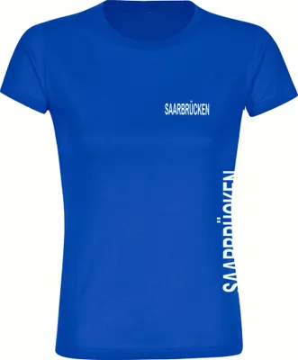 Produktbild von multifanshop Damen T-Shirt - Saarbrücken - Brust & Seite, blau, Größe XL