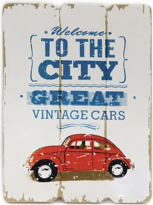 Produktbild von Wandbild 28x21cm Holz Weiß Welcome Oldtimer Sprüche Shabby Chic Vintage Bild