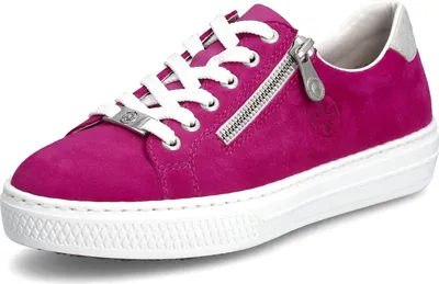 A single pink sneaker is shown against a white background.