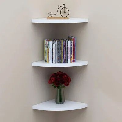 Produktbild von Wand-Eckregal 3er Set, 30 cm, Ohne Bohren, Dreieckig, Schwimmendes Regal, Wohnzimmer