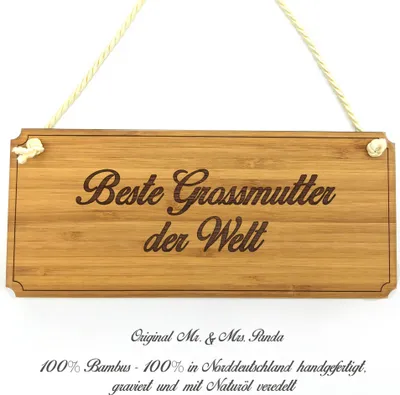 Produktbild von Mr. & Mrs. Panda Schild Grossmutter - Geschenk, Werbeschild, Geschenkidee, Graviert, Shabby, Firmenschild, Türschild, Holz, Landhaus, Wegweiser