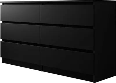 Produktbild von MIRJAN24 Kommode Malwa M6 140, Stilvoll Sideboard mit 6 Schubladen, Schlafzimmer Highboard, Modern Kollektion (Schwarz)