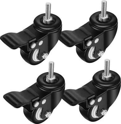 Obrázok produktu pre Ťažké prepravné kolieska s brzdami, nosnosť 150 kg, 50 mm, čierne, 4 ks