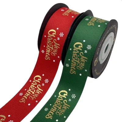 Immagine prodotto di Nastro di raso natalizio - 2 pezzi - Rosso e verde - Nastro da regalo con scritta "Buon Natale" - 5 metri di nastro natalizio per confezioni regalo e decorazioni