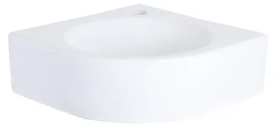 Immagine prodotto di Lavabo Cleo - Lavabo da appoggio angolare con foro per rubinetto - Lavabo in Vetroceramica salvaspazio per piano lavabo o mobile sottolavabo - 30 x 30 x 10 cm - Bianco