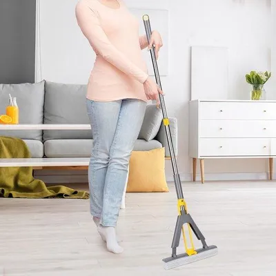 Obrázek produktu pro Sací mop s automatickým ždímáním, 128 cm, 3 hlavice, na dlažbu, laminát a dřevo