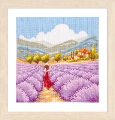 Produktbild von Vervaco Kreuzstich Stickpackung "Lavenderlandschaft in der Provence", Zählmuster, 23x23cm