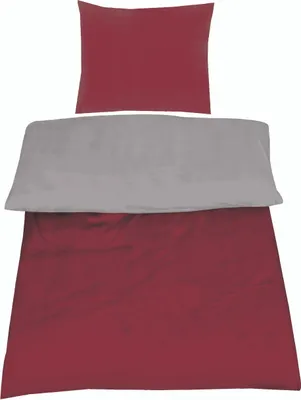 Produktbild von Bettwäsche Microfaser Bettbezug Uni Wende mit Reißverschluss Rot / Silber, 2 teilig Zubehör 2x ca. 40x80 cm