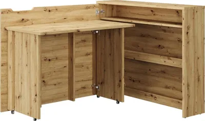 Produktbild von Klappschreibtisch LENART WORK CONCEPT CW-01L Schreibtisch Klappbar Eckschreibtisch mit Rollen Büroschreibtisch Computertisch (Farbe: Artisan Eiche, Öffnungsrichtung: Links)