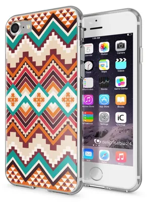 Produktbild von iPhone 7 Hülle Handyhülle von NALIA, Motiv Case Cover Bumper Transparent Klar Indian Pattern