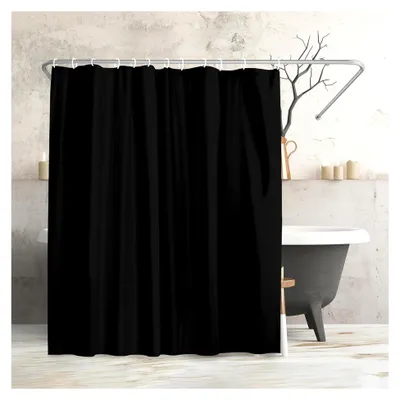 Produktbild von Duschvorhang 180x200 cm, Schwarz, 100% Polyester, Wasserabweisend, Badewannen-Vorhang mit Metallösen und 12 Duschvorhangringen