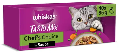Produktbild von WHISKAS TASTY MIX Nassfutter in Sauce für Katzen 40 x 85g Chef’s Choice