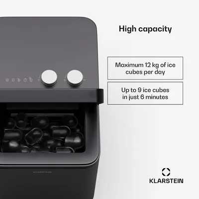 Zdjęcie produktu dla KlarsteinIceCraft kostkarka do lodu, 2 tryby, 1,3 l zimnej wody, automatyczne czyszczenie, 12 kg/24 h