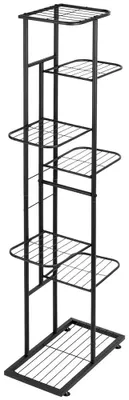 Zdjęcie produktu dla Stojak na kwiaty - półka na rośliny - 7 poziomów - 126 cm - metal - wolnostojący - czarny