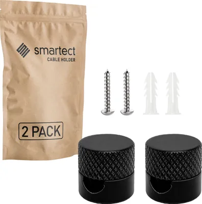A product shot of cable holders and their packaging.