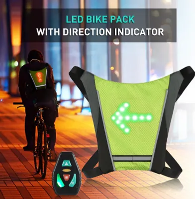 Produktbild von LED-Blinker-Fahrradrucksack, wiederaufladbar über USB, reflektierende Weste, Rucksack mit Richtungsanzeiger, Sicherheit, kabellose Fernbedienung, Fahr