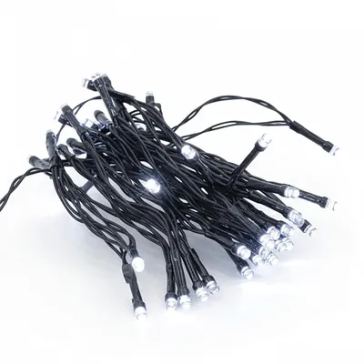 Produktbild von LED Außen Lichterkette kalt weiß - 3,5 m / 48 LED - Garten  Weihnachten Winter Deko Beleuchtung Timer Batterie