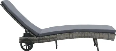 Produktbild von vidaXL Sonnenliege mit Rädern und Auflage Poly-Rattan Anthrazit