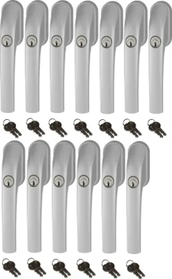Produktbild von Abus FG300 abschließbarer Fenstergriff silber, im Set 13 Stück gleichschließend, Schließung AL0089 mit insgesamt 26 Schlüssel