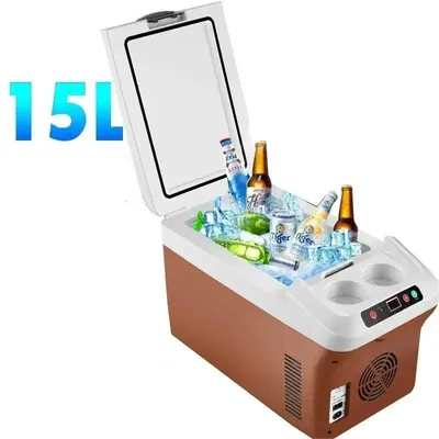 Immagine prodotto di Mini frigorifero – Borsa termica portatile con funzione di raffreddamento e riscaldamento – Capacità: 15 litri – Silenzioso e di colore marrone