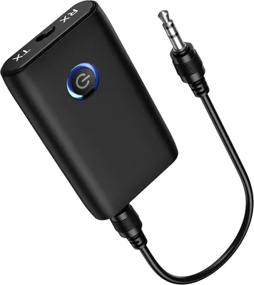 Obrázok produktu pre Bluetooth adaptér pre audio – vysielač a prijímač – bezdrôtové počúvanie hudby – Bluetooth 5.3 – dosah 10 metrov – čierna farba