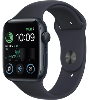 Produktbild von Apple Watch SE OLED 44 mm Digital 368 x 448 Pixel Touchscreen Schwarz WLAN GPS