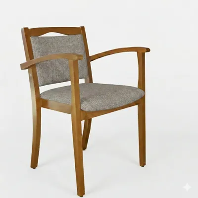 Produktbild von Hüftstuhl Alexander Blieskastel Rustikal – Bequemer Seniorenstuhl mit Armlehnen.Stoffbezug:Stoff Kariba Beige,Bodengleiter:Kunststoff Weiss