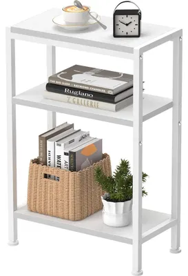 Produktbild von Schmaler Beistelltisch 3 Ablagen Weiß 43 x 20 cm 3-stöckig
