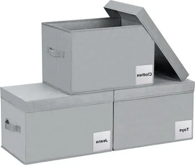 Image de Boîtes de rangement gris clair avec couvercle et poignées