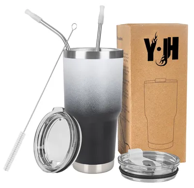 Reisebecher 850 ml, doppelwandig, Edelstahl, BPA-frei, Weiß & Schwarz