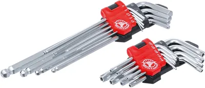 Produktbild von BGS Do it yourself Winkelschlüssel-Satz lang T-Profil (für TX) T10 - T50 / Innensechskant 1,5 - 10 mm 18-tlg.