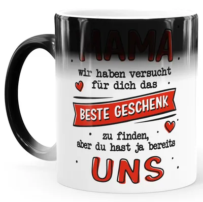Produktbild von Zaubertasse Geschenk für Mama Spruch lustig Ich/Wir haben versucht das beste Geschenk zu finden SpecialMe® Uns magic-rot Magic-Tasse