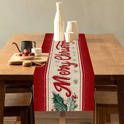 Obrázek produktu pro Běžící dekorace na stůl, vánoční, zimní motiv, 40x100 cm, "Veselé Vánoce", polyester