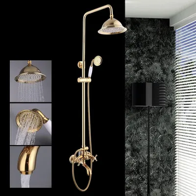 Produktbild von Regendusche - Duschset - Duschsystem - Duschkopf - Handbrause - Messing und Edelstahl - 360° verstellbarer Duschkopf