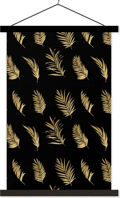 Produktbild von MuchoWow® Textilposter Tropisch - Gold - Blatt 120x180 cm mit schwarzem Rahmen - Fotos